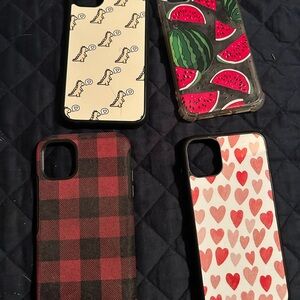 Stylish Phone Case Set - Black, Red, Cream, Green Designs